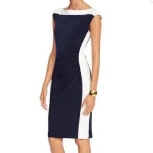 Ralph Lauren Navy Blue and White Cocktail Dress